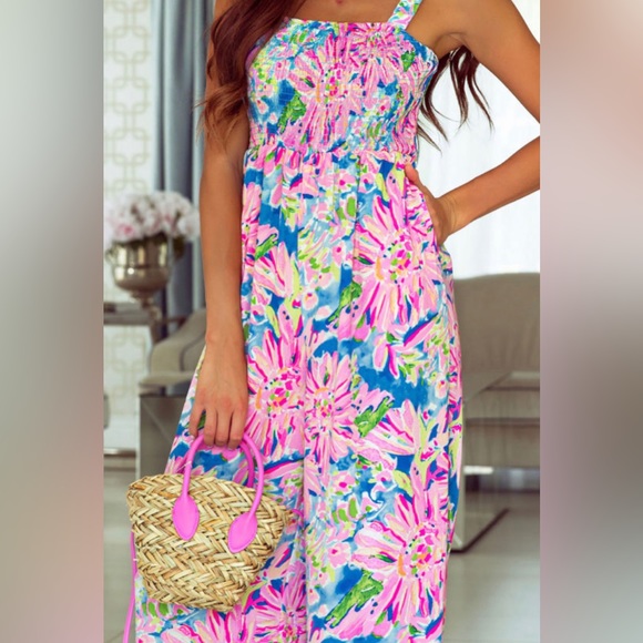 Gorgeous Abstract Colorful Wide Leg Jumpsuit with Pockets - Picture 9 of 9